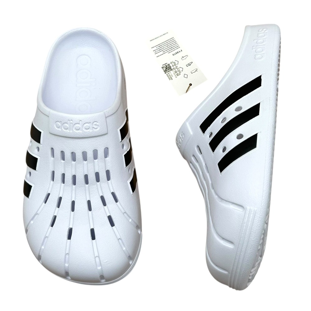 Adidas Adilette Womens Slip on Clog Sz 8 White-Black Lightweight Water Friendly - Picture 8 of 12